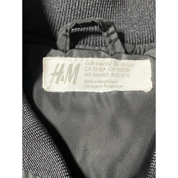 H&M NASA Bomber Flight Jacket Black USA Flag Patch Boys Size 10 12 - Picture 6 of 7